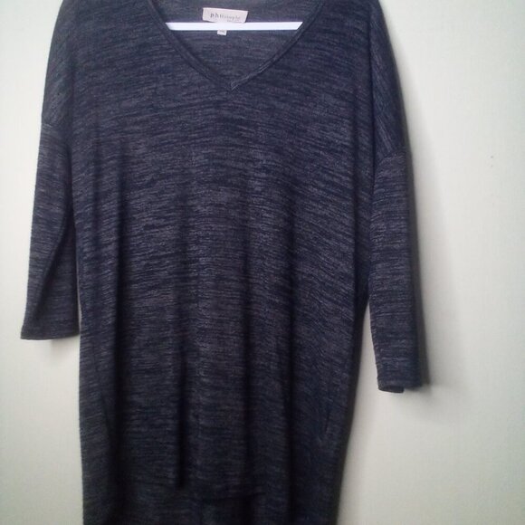 Philosophy Shirt L Women Lot o 2 3/4 Sleeve Soft Stretch Green Black - Picture 6 of 16